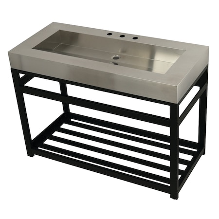 Fauceture KVSP4922A0 49" Stainless Steel Sink W/ Steel Console Sink Base, / Black KVSP4922A0